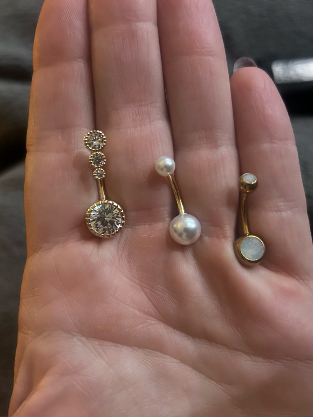 Gold Pearl and Cubic Zirconia Belly Ring Set